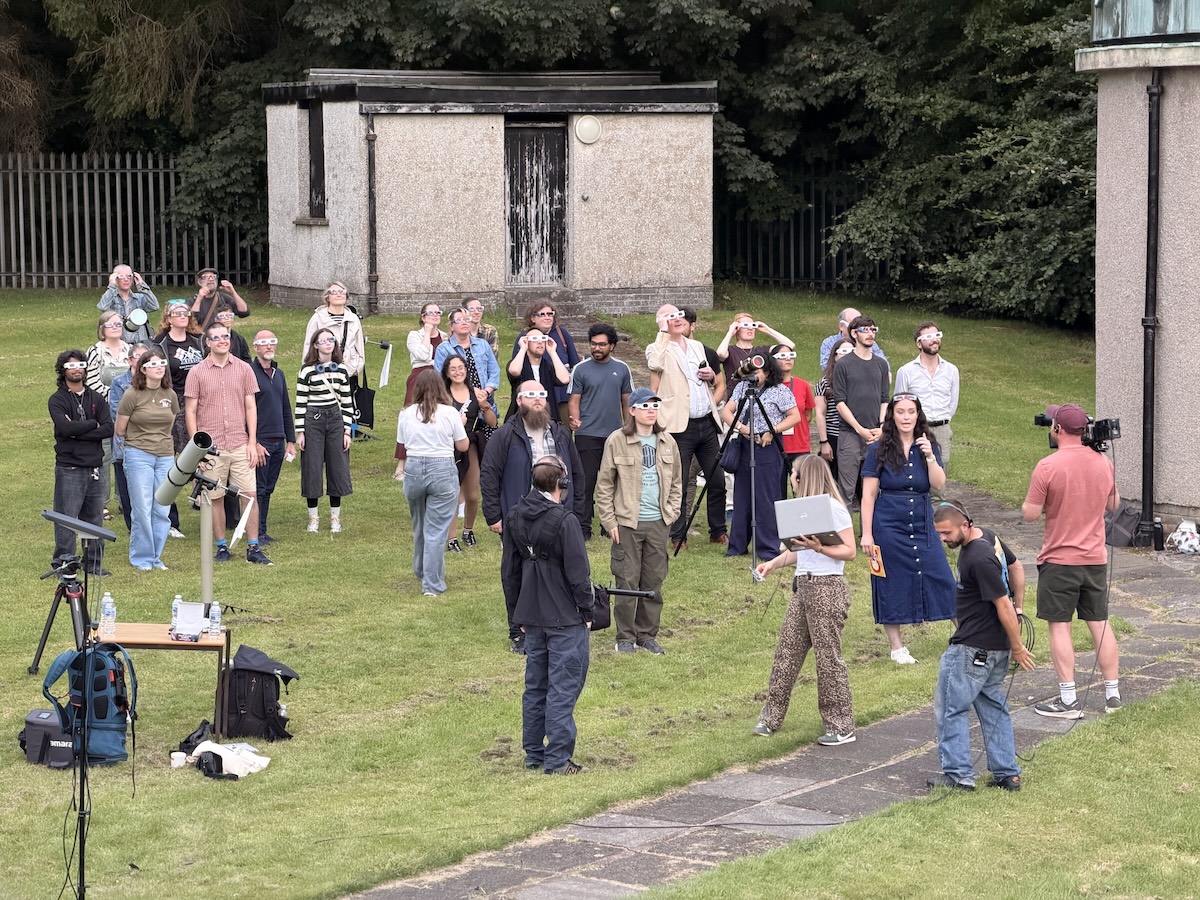 The group preparing for the eclipse.